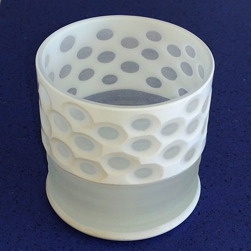 Lambert White Glass Acid Etched Candle Holder
